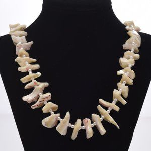 Mother of Pearl and Pearl 30-in Necklace - Vintage